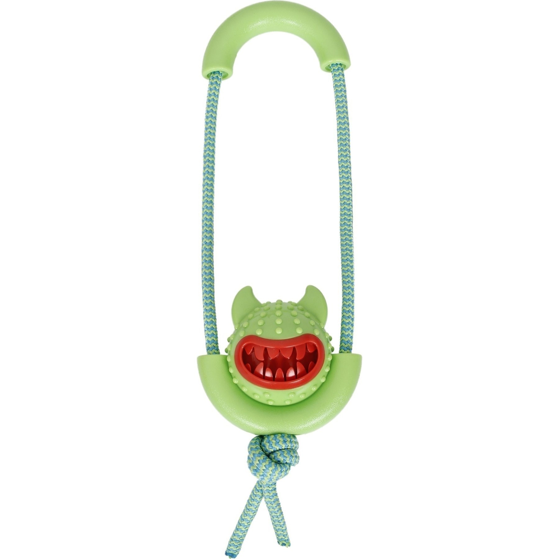 Pet Life Sling-Away Treat Dispensing Launcher Squeaky Dog Toy, Green