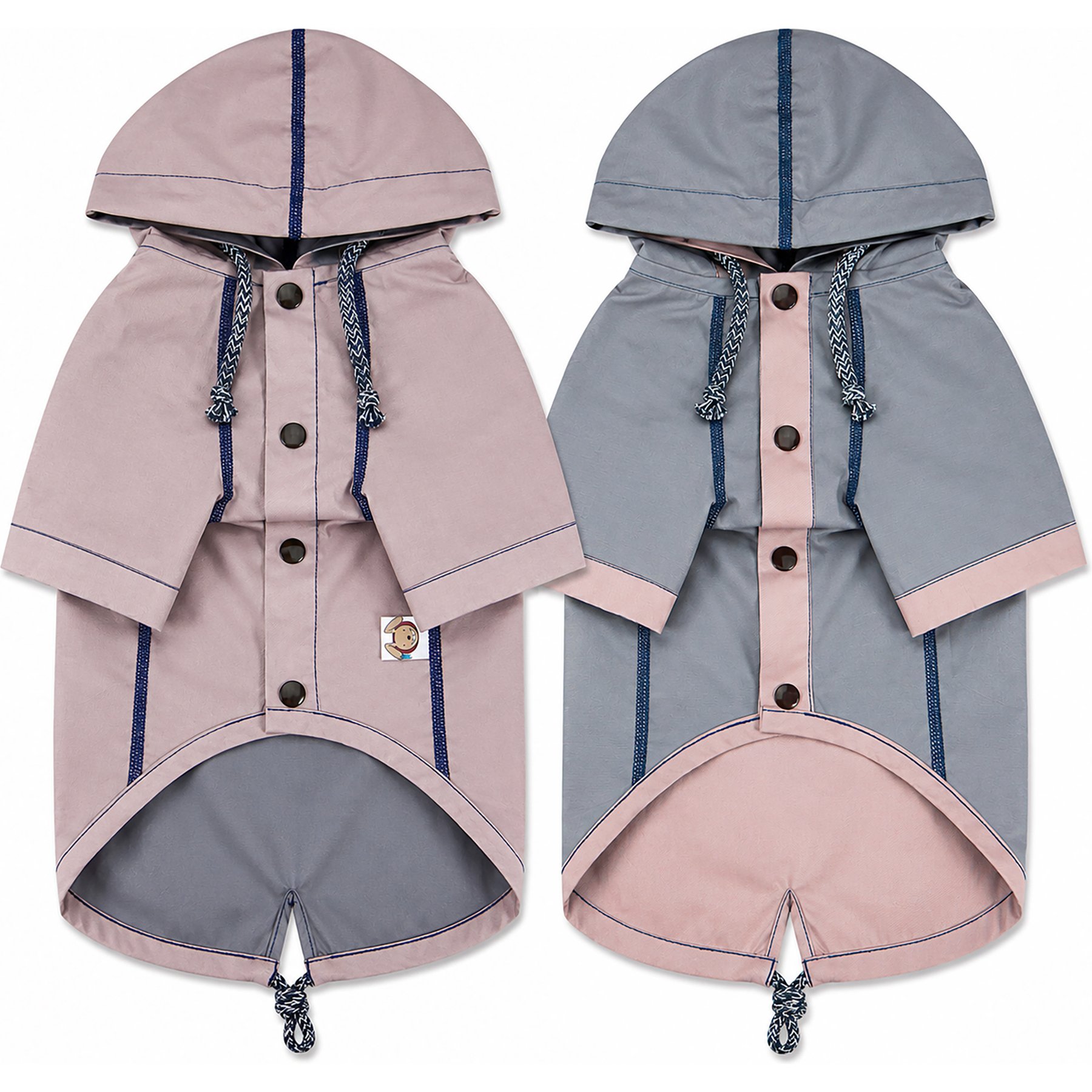 Touchdog Cloudburst Waterproof Reversible Dog & Cat Raincoat, Light Grey, Medium