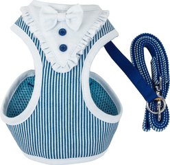 Pet Life Luxe Spawling 2-In-1 Mesh Reversible Dog Harness & Leash, Blue, Small