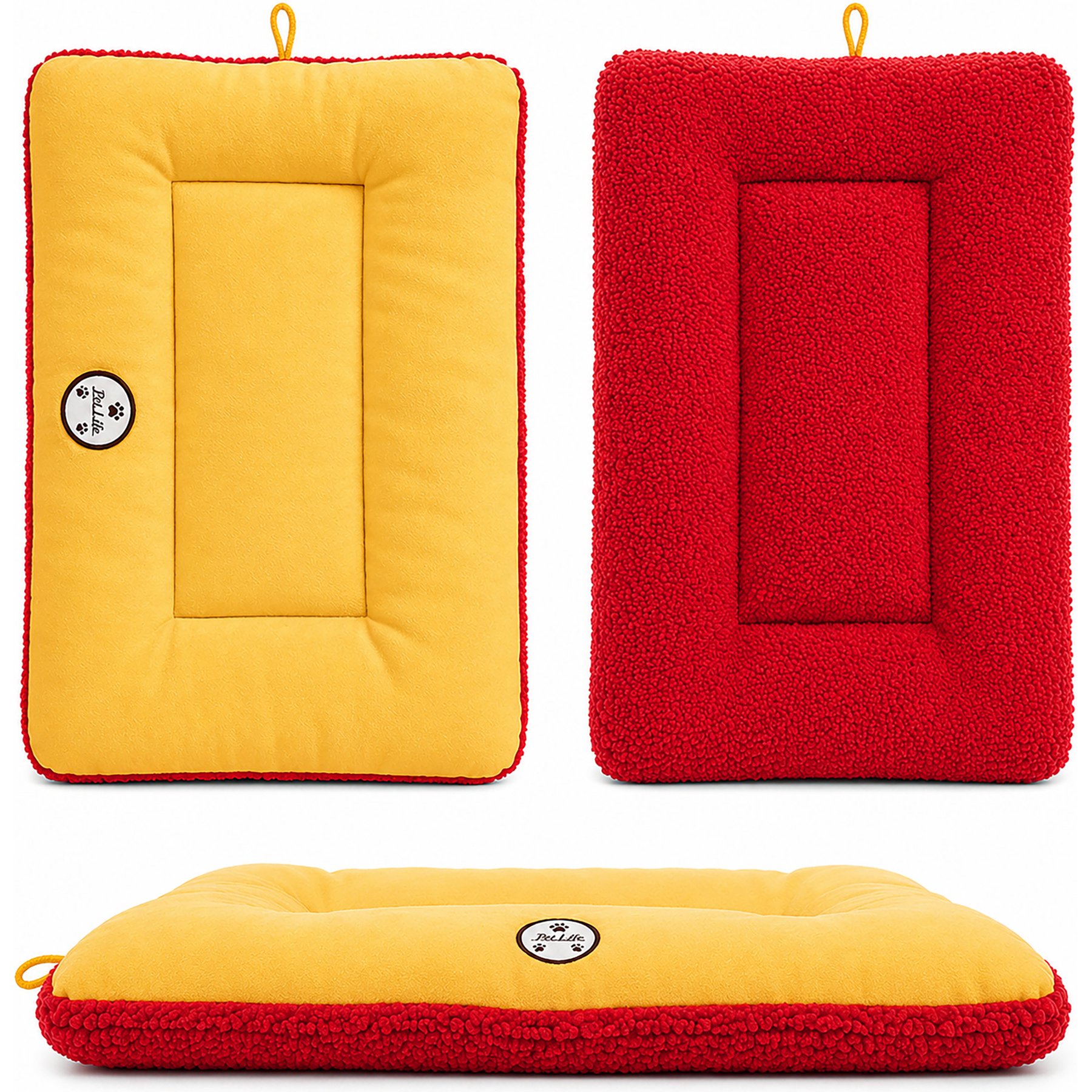 Pet Life Eco-Paw Reversible Pillow Dog Bed, Orange & Red, Large