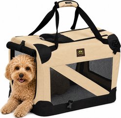 Pet Life 360° Vista View House Folding Zippered Dog Carrier, Khaki, Small