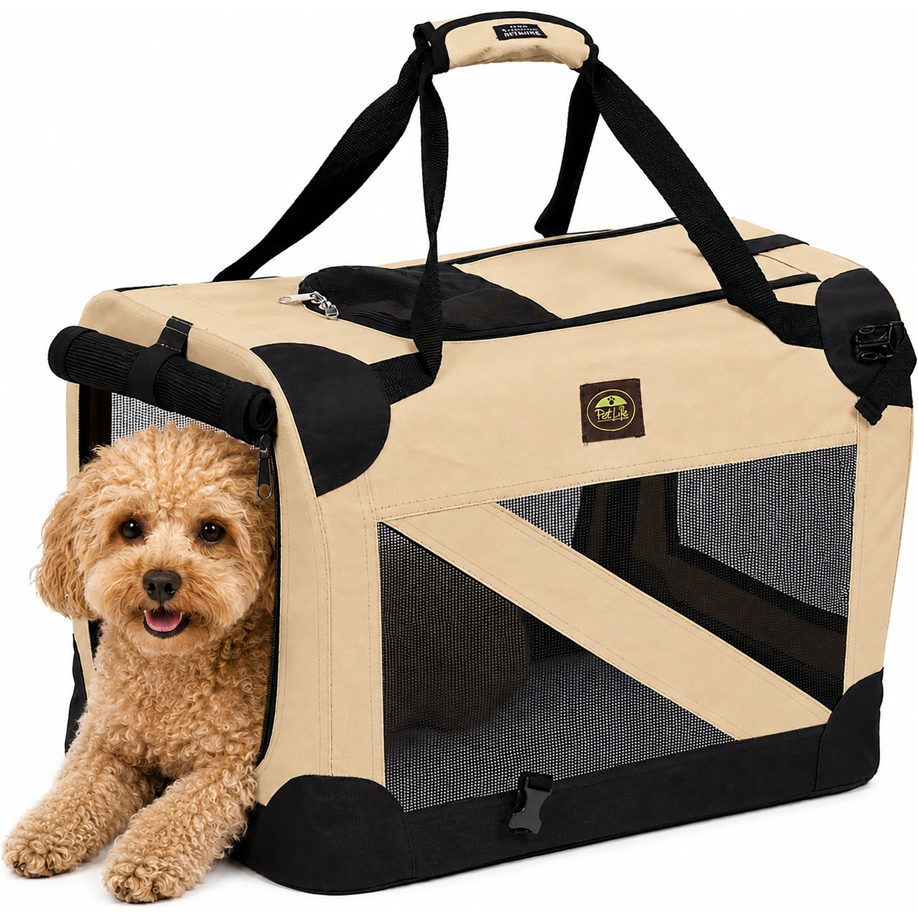 Pet Life 360° Vista View House Folding Zippered Dog Carrier, Khaki, X-Small