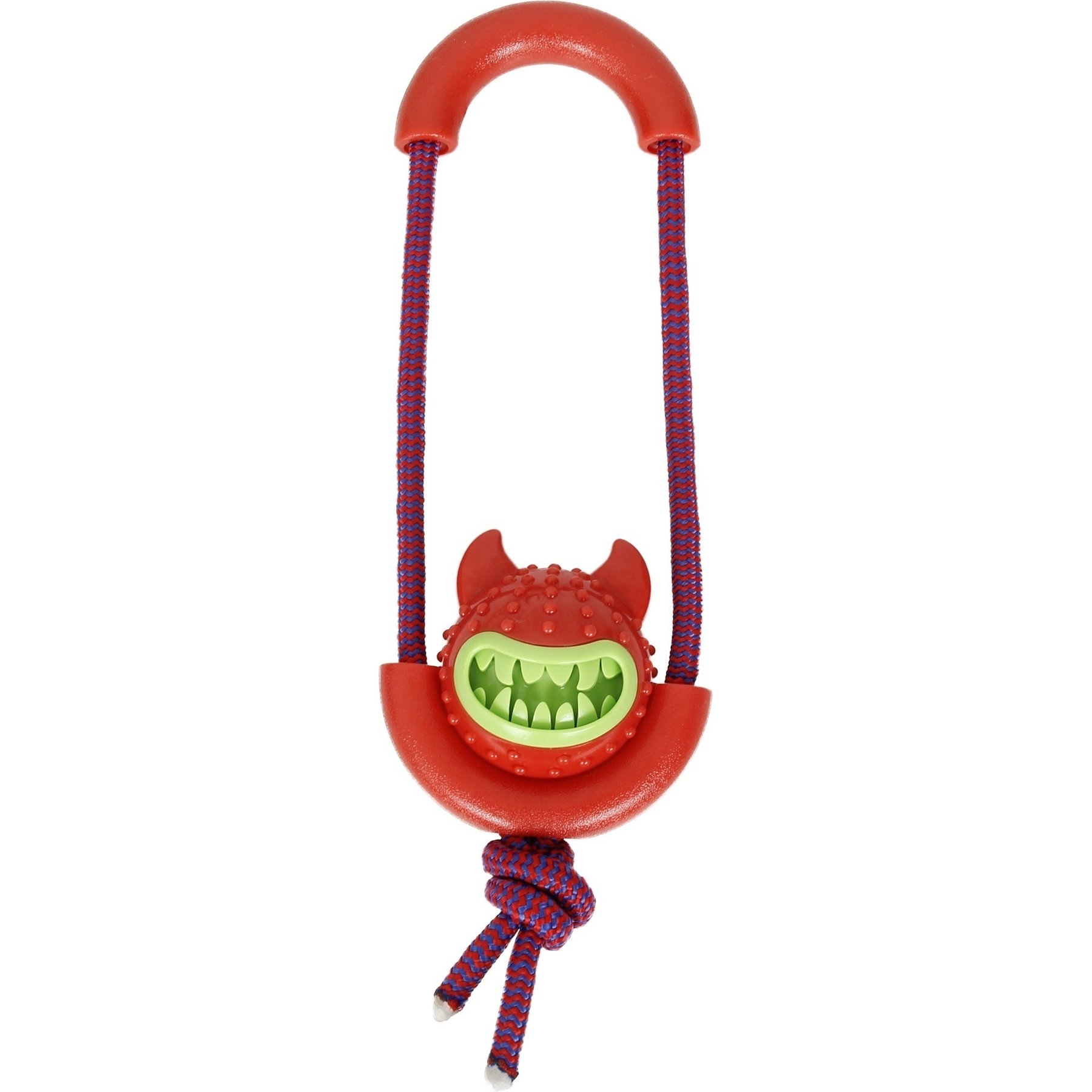 Pet Life Sling-Away Treat Dispensing Launcher Squeaky Dog Toy, Red