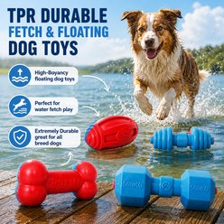 Pet Life Gridiron Football Floating Chew & Fetch Dog Toy, Red/Blue slide 2 of 3