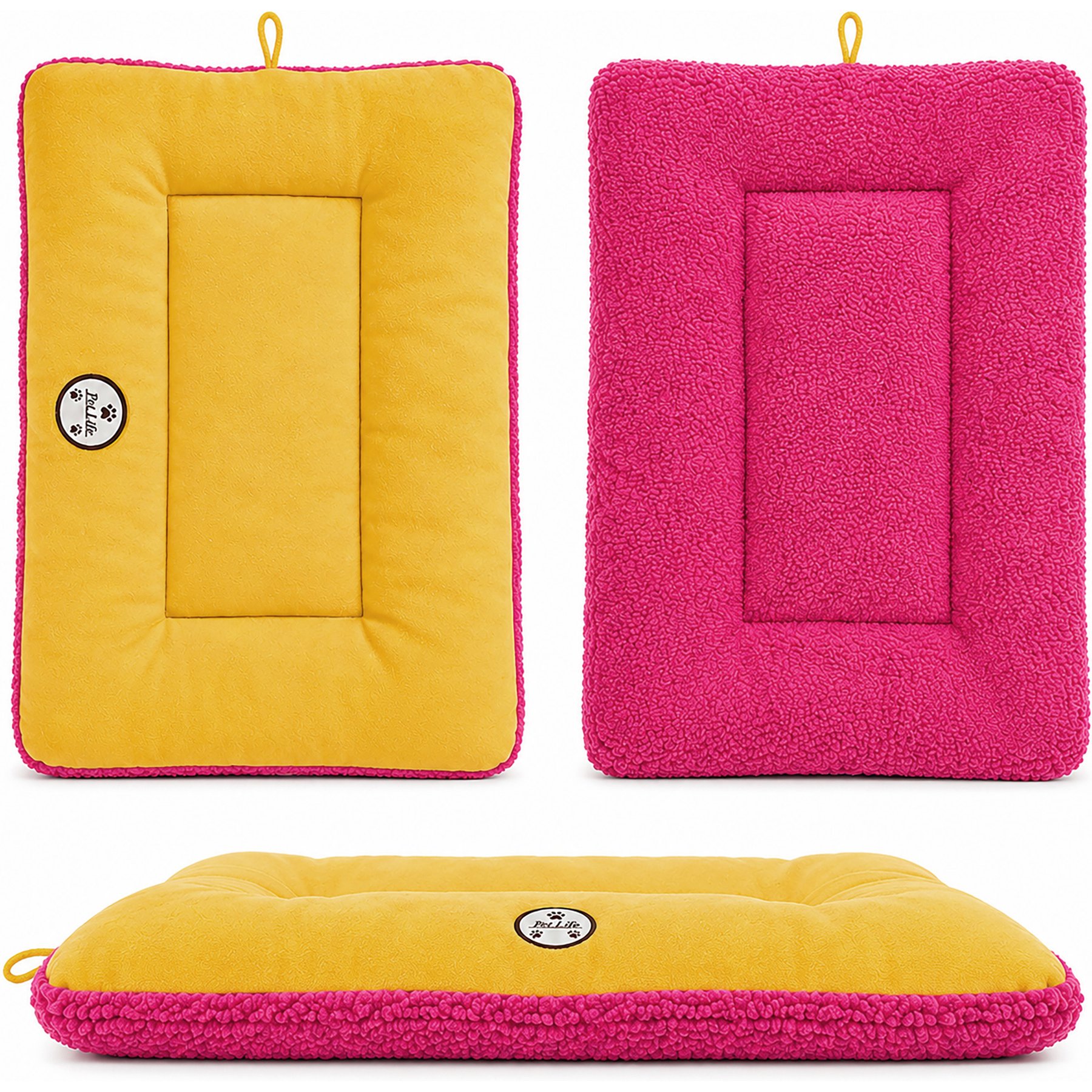Pet Life Eco-Paw Reversible Pillow Dog Bed, Pink & Orange, Large