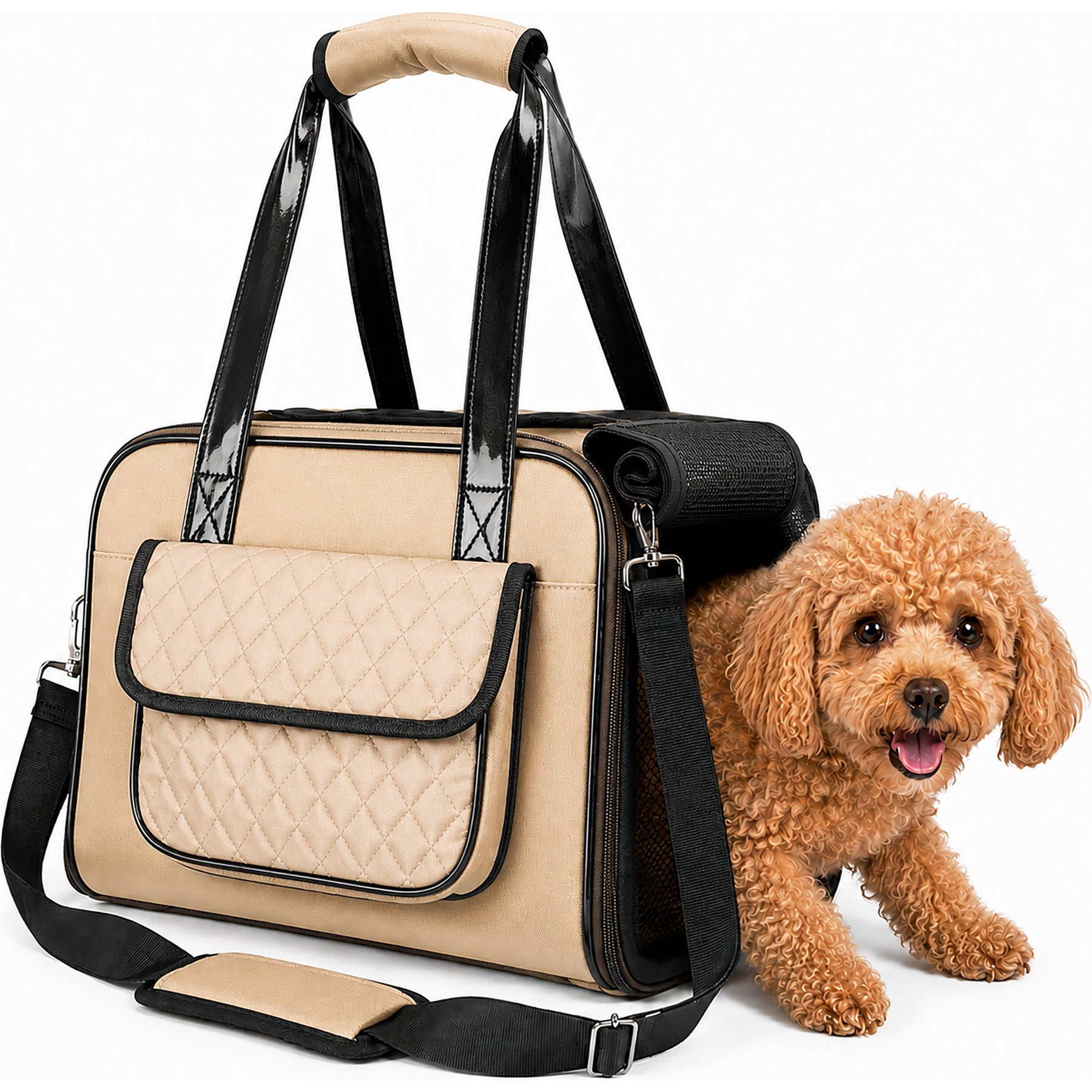 Pet Life Mystique Airline Approved Fashion Dog Carrier, Khaki