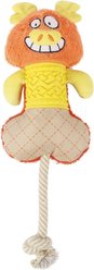 Pet Life All-in-Fun Nylon & Rope Squeaking Rubber Rope & Plush Dog Toy, Orange / Yellow