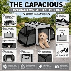Pet Life Capacious Dual-Expandable Soft-Sided Collapsible Travel Dog Crate, Grey, 27.5 inch slide 2 of 8