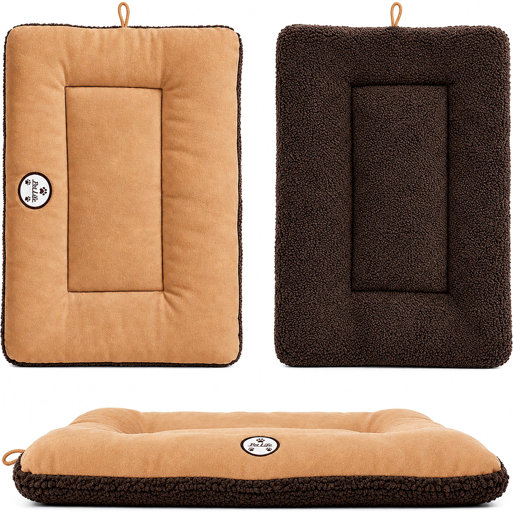 Pet Life Eco-Paw Reversible Pillow Dog Bed, Brown & Cocoa, Medium