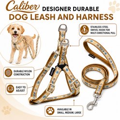 Touchdog Caliber Designer Embroidered Fashion Dog & Cat Leash & Harness, Brown, Medium slide 2 of 4