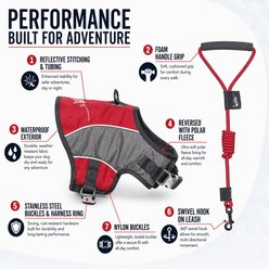Touchdog Reflective Max 2-in-1 Premium Performance Adjustable Dog & Cat Harness & Leash, Dark Red, Large slide 2 of 6
