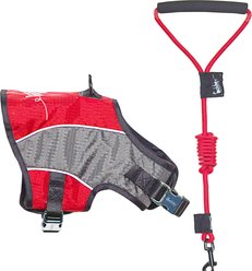 Touchdog Reflective Max 2-in-1 Premium Performance Adjustable Dog & Cat Harness & Leash, Dark Red, Large