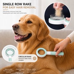 Pet Life WAGNIFY 360 Degree & Multi-Directional Modern Grooming Dog & Cat Rake Comb, Green slide 2 of 7
