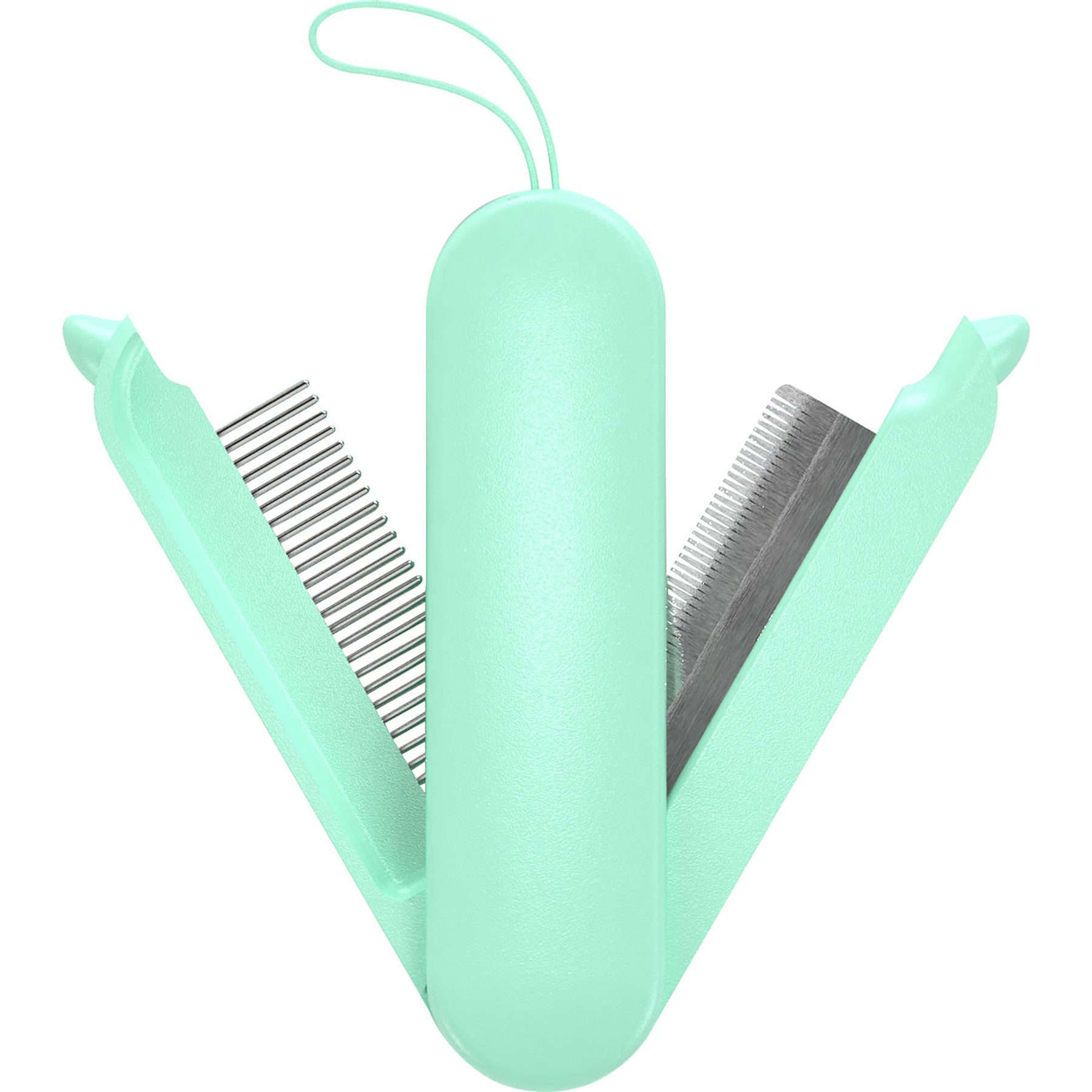 Pet Life JOYNE Multi-Functional 2-in-1 Swivel Travel Grooming Dog & Cat Comb & Deshedding Tool, Green