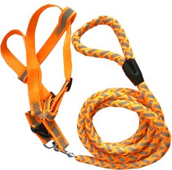 Pet Life Reflective Stitched Easy Tension 2-in-1 Dog Leash & Harness, Neon Orange, Small slide 2 of 7