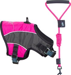 Touchdog Reflective Max 2-in-1 Premium Performance Adjustable Dog & Cat Harness & Leash, Pink, Large