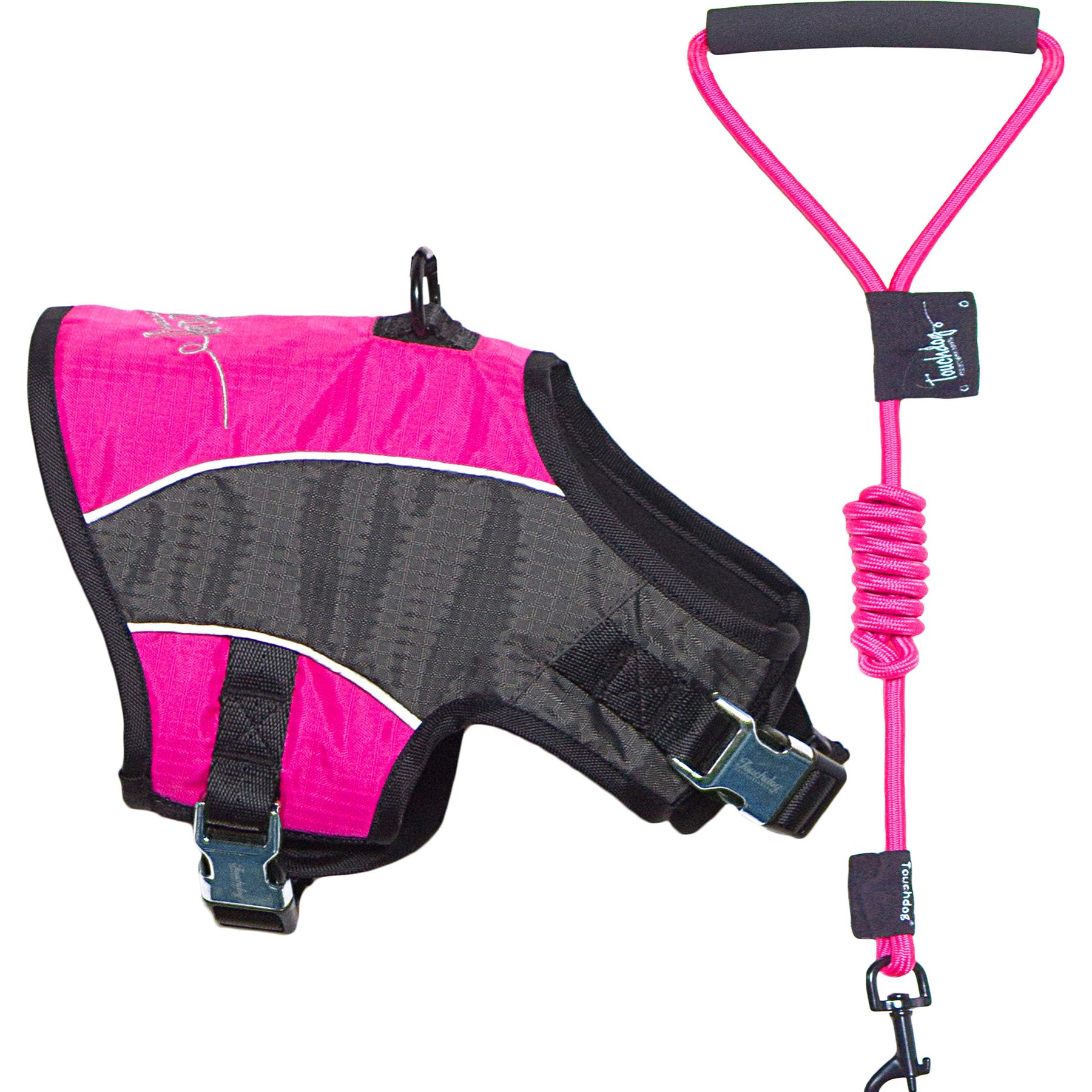 Touchdog Reflective Max 2-in-1 Premium Performance Adjustable Dog & Cat Harness & Leash, Pink, X-Small