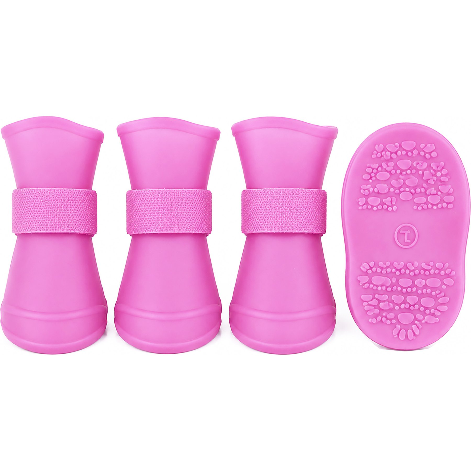 Pet Life Elastic Protective Multi-Usage All-Terrain Rubberized Dog Shoes, 4 count, Pink, Medium