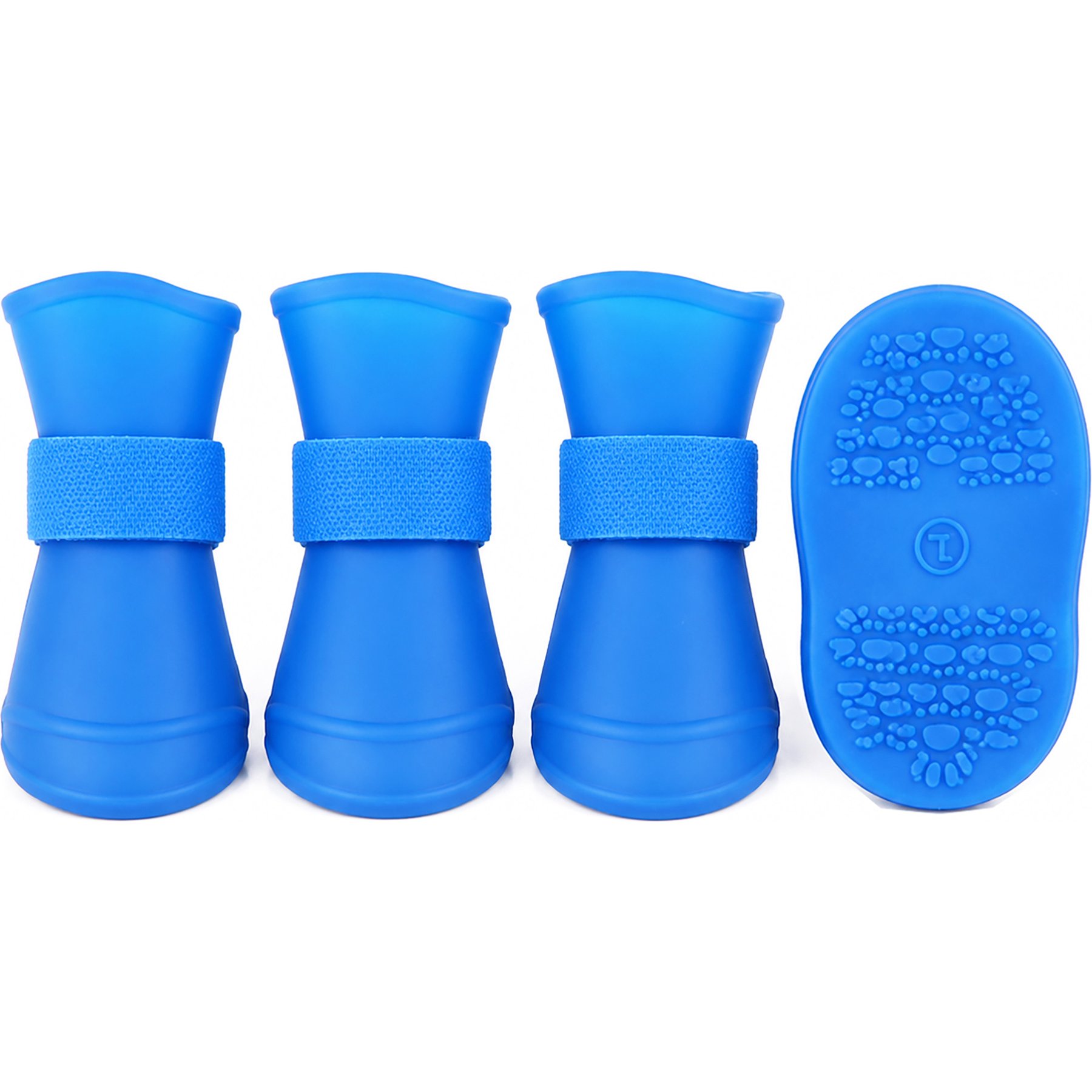 Pet Life Elastic Protective Multi-Usage All-Terrain Rubberized Dog Shoes, 4 count, Blue, Large