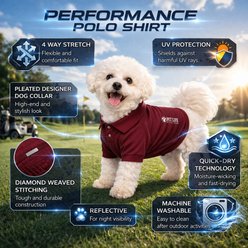 Pet Life Active 'Fur-Flexed' Relax-Stretch Wick-Proof Performance Dog Polo T-Shirt, Burgundy, Large slide 2 of 9