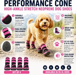 Pet Life Performance-Coned Premium Stretch Supportive Dog Shoes, 4 count, Black & Pink, Small slide 2 of 6