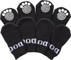 Pet Life Rubberized Soles Dog Socks, 4 count, Black, Large