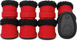 Pet Life Shearling Duggz Dog Shoes, 4 count, Red & Black, X-Small slide 2 of 6