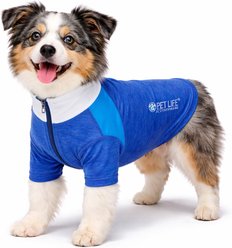 Pet Life Active Chewitt Wagassy 4-Way Stretch Performance Long Sleeve Dog T-Shirt, Blue, Small