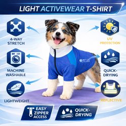 Pet Life Active Chewitt Wagassy 4-Way Stretch Performance Long Sleeve Dog T-Shirt, Blue, Small slide 2 of 9