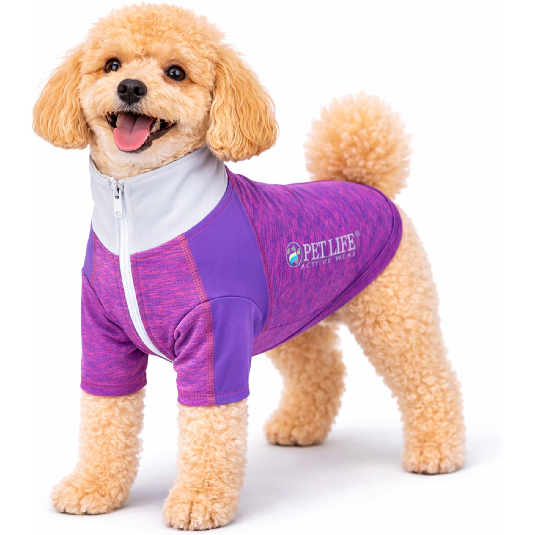 Pet Life Active Chewitt Wagassy 4-Way Stretch Performance Long Sleeve Dog T-Shirt, Lavender, Medium