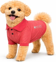 Pet Life Active 'Fur-Flexed' Relax-Stretch Wick-Proof Performance Dog Polo T-Shirt, Red, X-Large