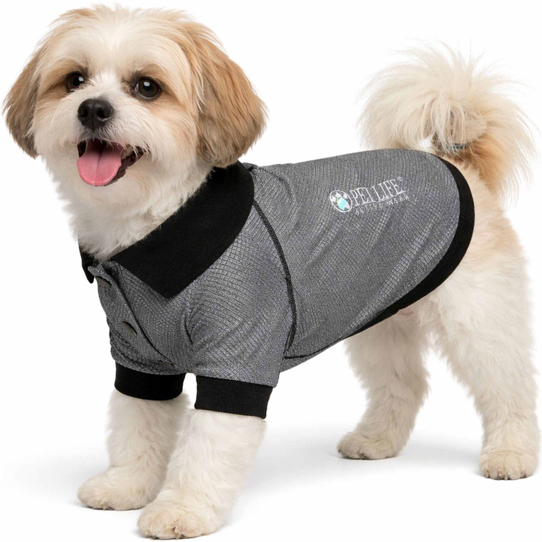 Pet Life Active 'Fur-Flexed' Relax-Stretch Wick-Proof Performance Dog Polo T-Shirt, Grey, X-Large