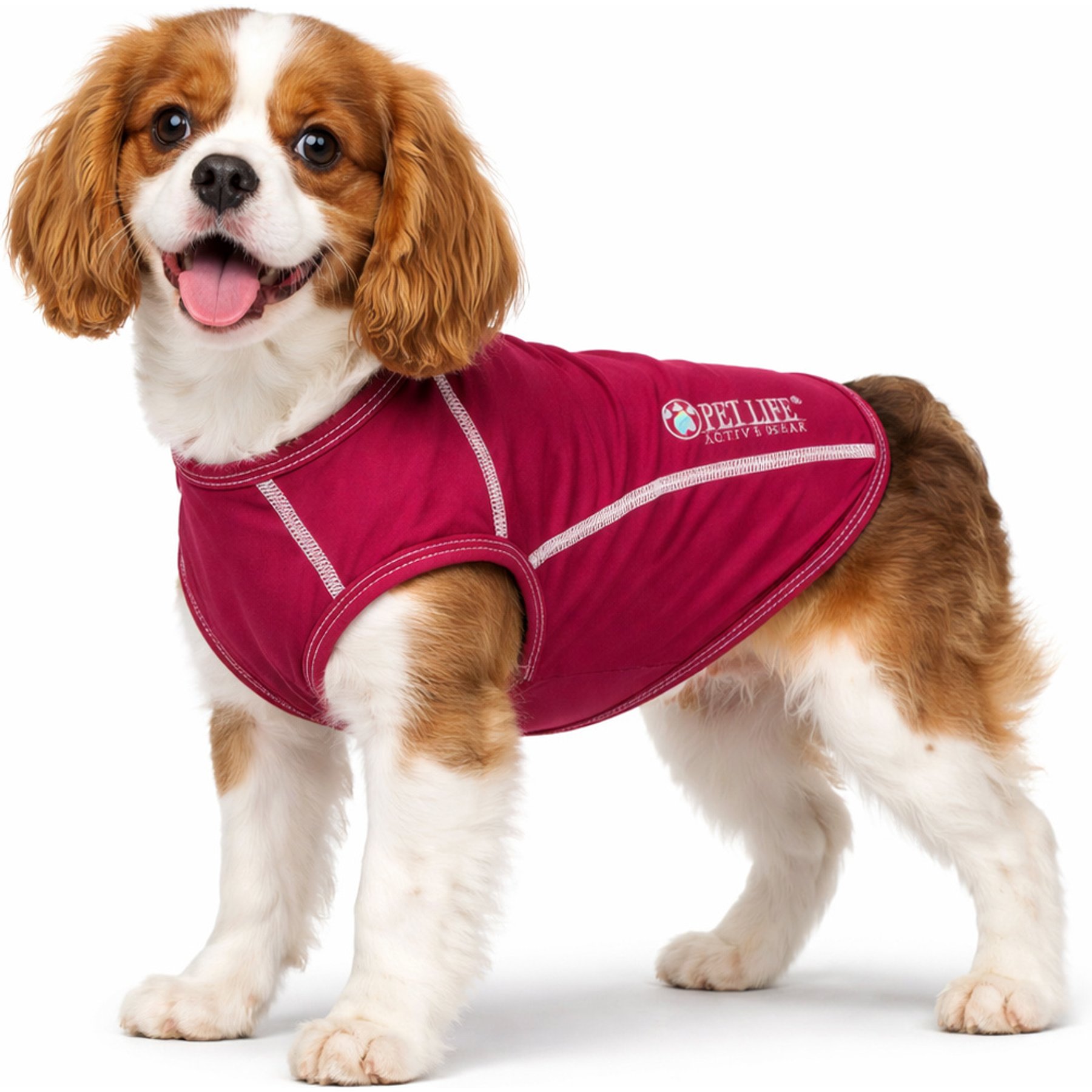 Pet Life Active Racerbark 4-Way Stretch Performance Active Dog T-Shirt, Maroon, X-Small