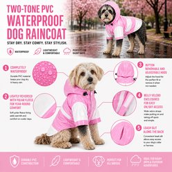 Pet Life Two-Tone PVC Waterproof Adjustable Dog Raincoat, Pink & White, Medium slide 2 of 8