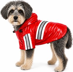 Pet Life Reflecta-Glow Reflective Waterproof Adjustable PVC Dog Raincoat, Red, Medium