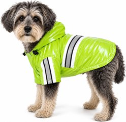 Pet Life Reflecta-Glow Reflective Waterproof Adjustable PVC Dog Raincoat, Green, Small