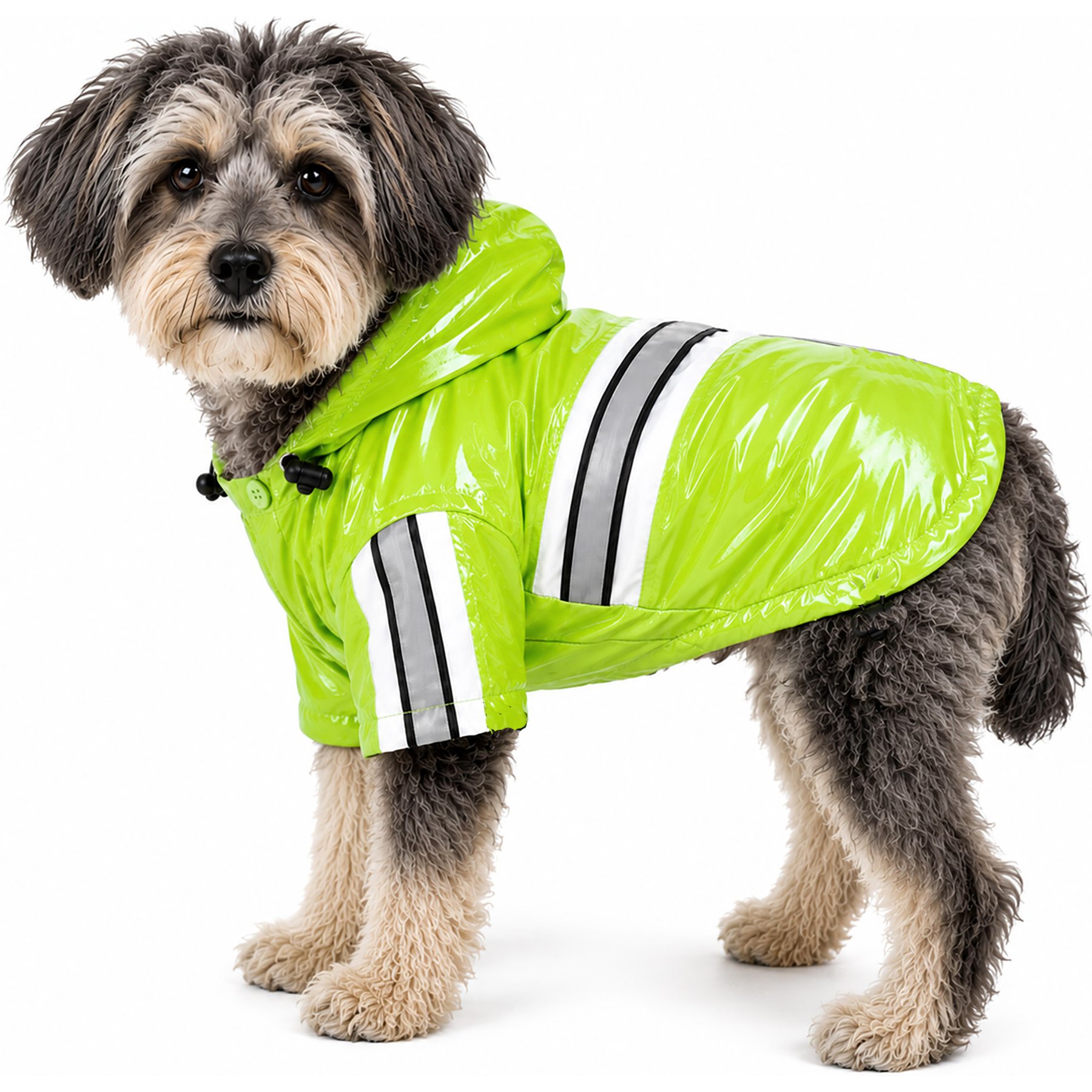 Pet Life Reflecta-Glow Reflective Waterproof Adjustable PVC Dog Raincoat, Green, Small