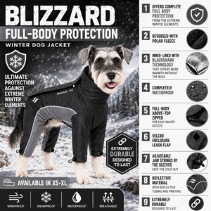 Dog Helios Blizzard Full-Bodied Reflective Dog Jacket, Black, X-Large