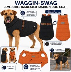Touchdog Waggin Swag Reversible Dog Coat, Brown/Orange, X-Small slide 2 of 8
