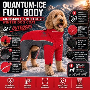 Touchdog Quantum-Ice Full-Bodied Reflective Dog Jacket with Blackshark Technology, Red, Large
