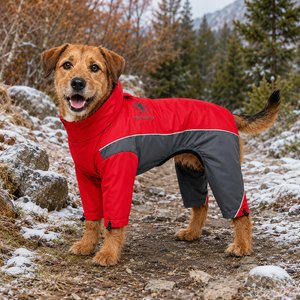Touchdog Quantum-Ice Full-Bodied Reflective Dog Jacket with Blackshark Technology, Red, Large