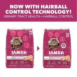 Iams ProActive Health Hairball & Urinary Tract Health with Chicken Recipe Dry Cat Food, 22-lb bag slide 2 of 9