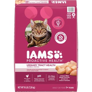 Iams ProActive Health Hairball & Urinary Tract Health with Chicken Recipe Dry Cat Food, 16-lb bag