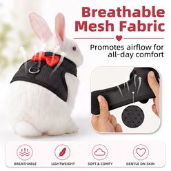 Supet Breathable Rabbit Harness & Leash Set, Black, Large slide 2 of 8
