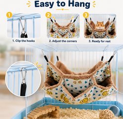 NonoPets Three-Story Plush Hanging Hammock Sleeping Bed Hideout Nest for Hamsters Gerbils Mice & Small Animals, Yellow slide 2 of 9