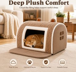 NonoPets Warm Enclosed Dog & Cat House Bed, Brown, Large slide 2 of 9