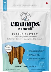 Crumps' Naturals Plaque Busters with Pumpkin Spice Dental Dog Treats, 9.5-oz bag, 10 count