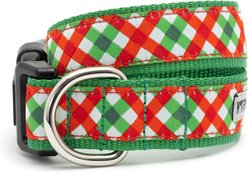 The Worthy Dog Yuletide Check Adjustable Dog Collar, Red/Green, X-Large: 17 to 23-in neck, 1-in neck