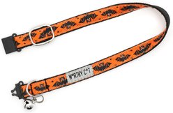 The Worthy Cat Batty Adjustable Cat Collar, Orange, 9 to 11-in neck, 1/2-in wide slide 2 of 3