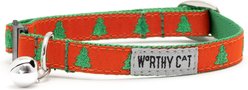 The Worthy Cat Shimmering Spruce Adjustable Cat Collar, Red, 9 to 11-in neck, 1/2-in wide